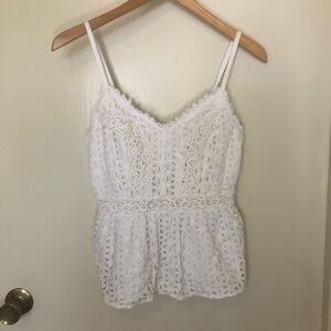 White Eyelet Summer Top Cotton